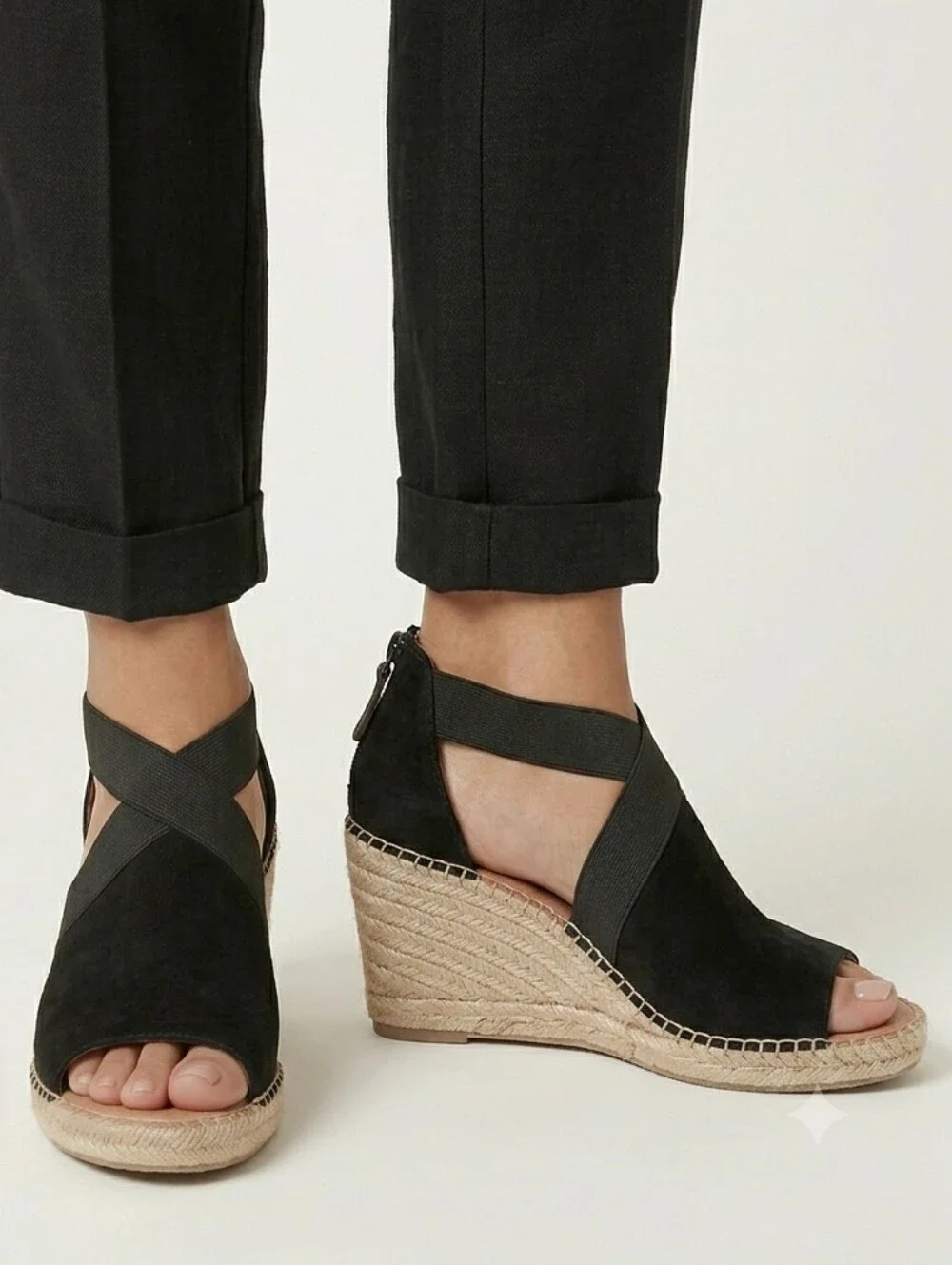 Gentle Souls by Kenneth Cole Espadrilles Black Leather Shoes Size 9.5 Colleen